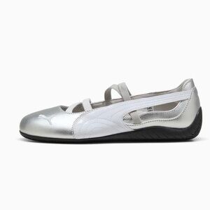 Puma Women's Silver ballet flat and White Athletic Shoes size 9
